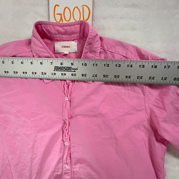 Xirena Womens Pink Long Sleeve Button-Down Collared Shirt XS Cotton Top Casual - Picture 4 of 8